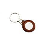Leather and Metal Round Keyring