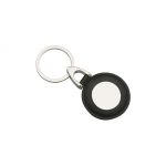 Leather and Metal Round Keyring